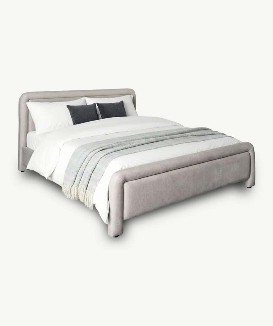 Altea Bed with soft fabric and contemporary style for elegant bedrooms.