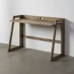 Stylish wooden desk ideal for home office or workspace.