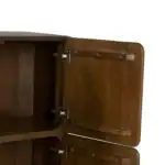 Elegant wooden cupboard with open doors, ideal for home storage solutions.