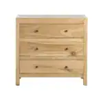 Natural wooden Oliva Chest with three spacious drawers for versatile storage.