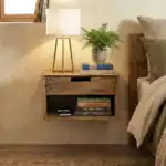 Aitana Bedside Table with Wooden Finish and Storage.
