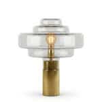 Art Table Lamp with glass shade and brass base for contemporary decor.