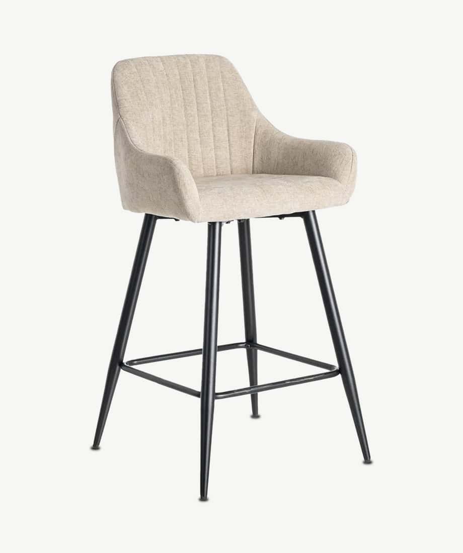 Elegant beige Onda stool with black metal legs for modern interiors.