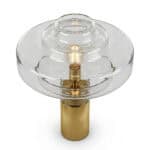 Elegant glass art table lamp with a gold base and unique design. Perfect for modern home decor and a.