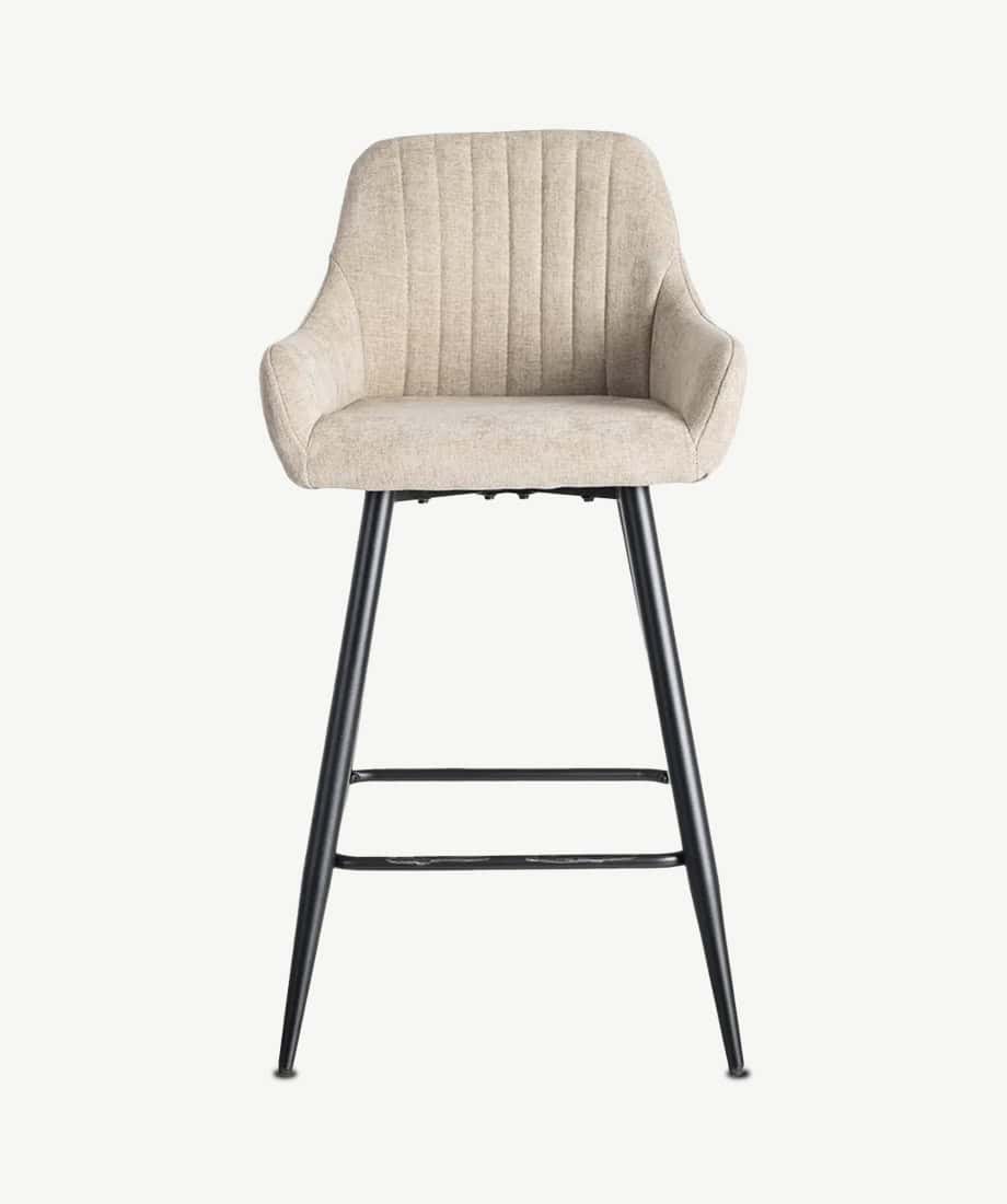Elegant beige Onda stool with black metal legs.