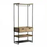 Stylish Ibi dressing room storage with drawers and open shelves.