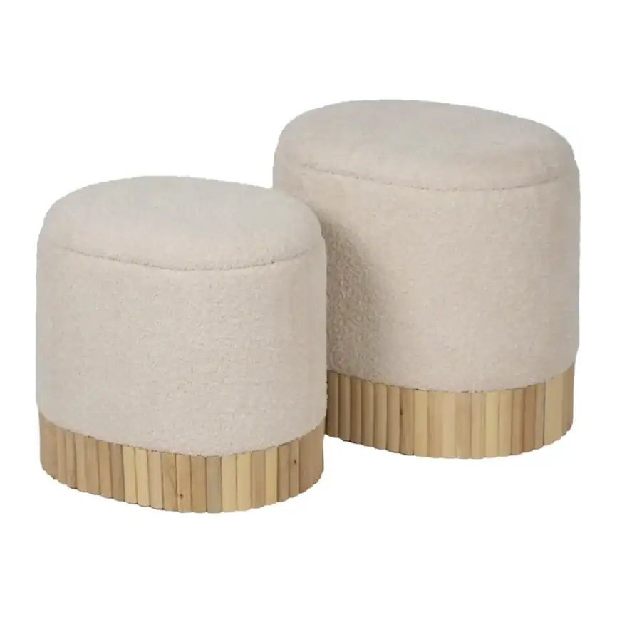 Soft Ottoman with Wooden Base for Modern Home Decor.
