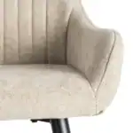 Modern beige Onda stool with soft fabric upholstery and black wooden legs.