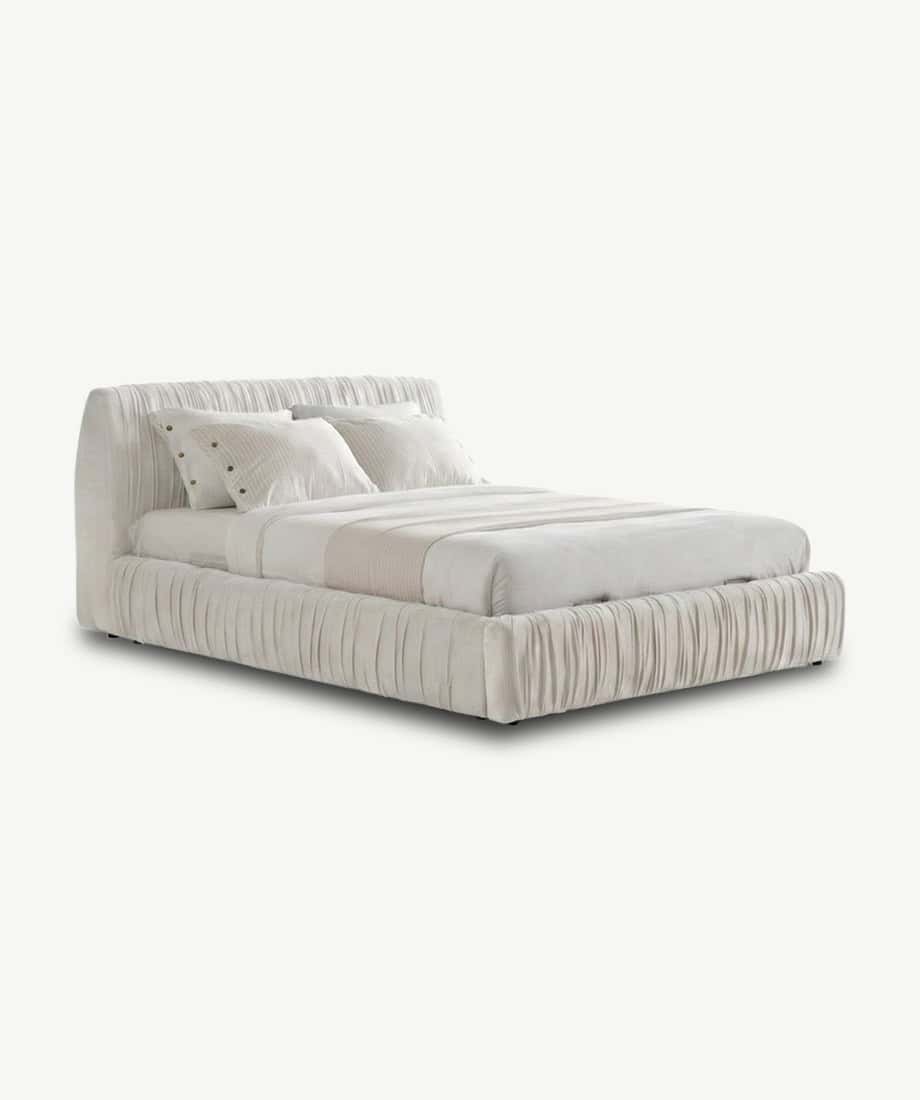 Cheste Bed with plush upholstery and stylish design for contemporary bedrooms. Perfect for a luxurio.