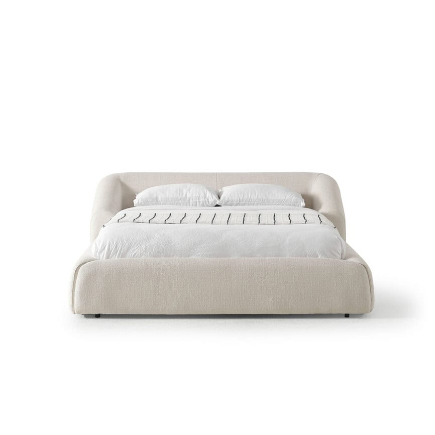 Elegant Liria Bed with soft upholstery and modern design. Perfect for a stylish and comfortable bedr.