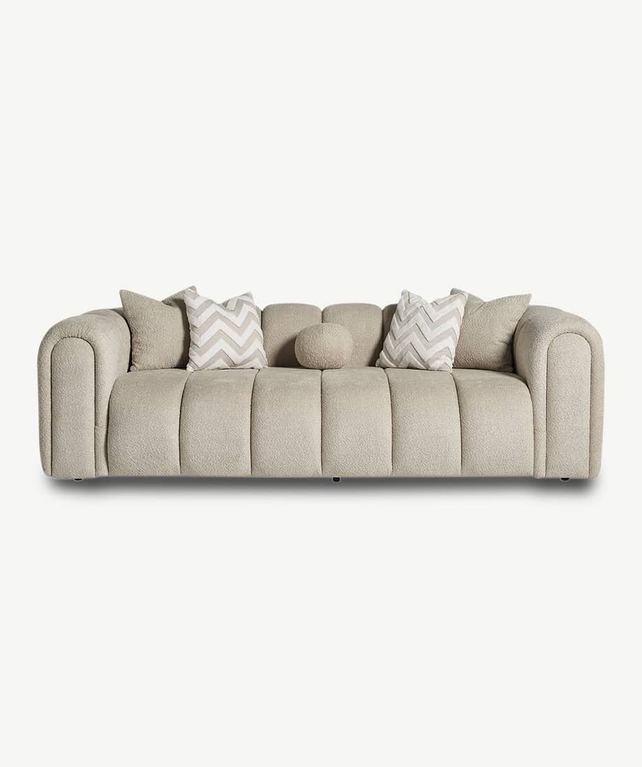 Elegant beige Xera sofa with plush cushions and modern design.