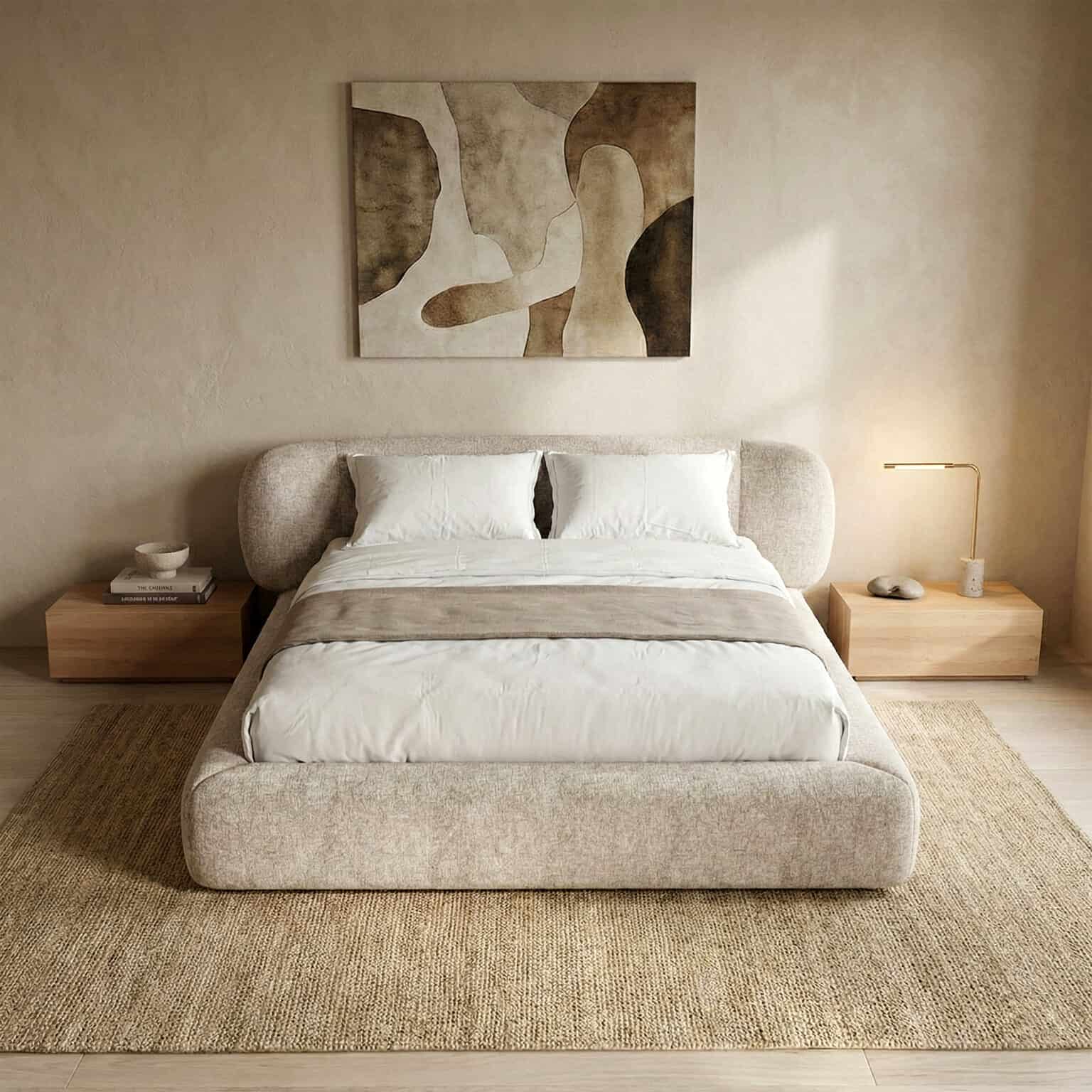 Elegant bedroom featuring contemporary furniture and calming color palette.