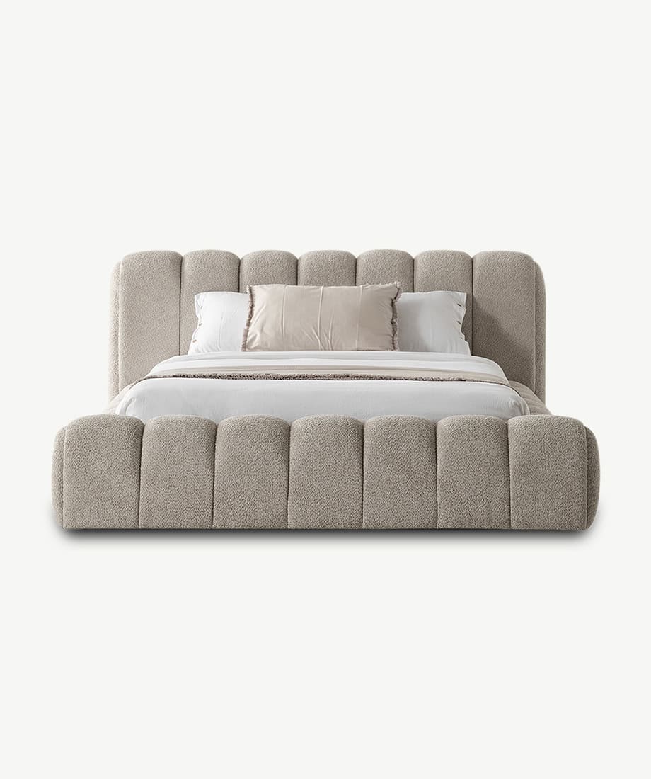 Upholstered Carlet Bed with plush, padded headboard and footboard for stylish comfort. Perfect for c.