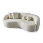 Elegant Villar sofa with a sleek, curved design in neutral fabric.