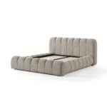 Elegant Carlet Bed with plush, upholstered headboard and base in neutral beige. Perfect for contempo.