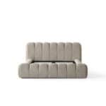 Elegant Carlet Bed headboard in neutral fabric finish.