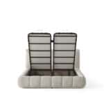 Storage bed with lift-up mechanism for extra space and organization.