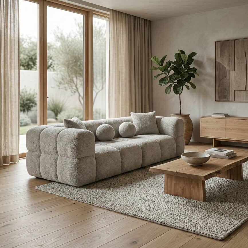 Artana sofa with plush cushions in a contemporary living room.