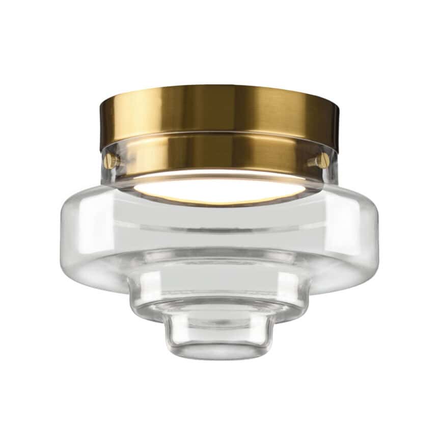 Elegant glass wall lamp with gold accent for modern decor.