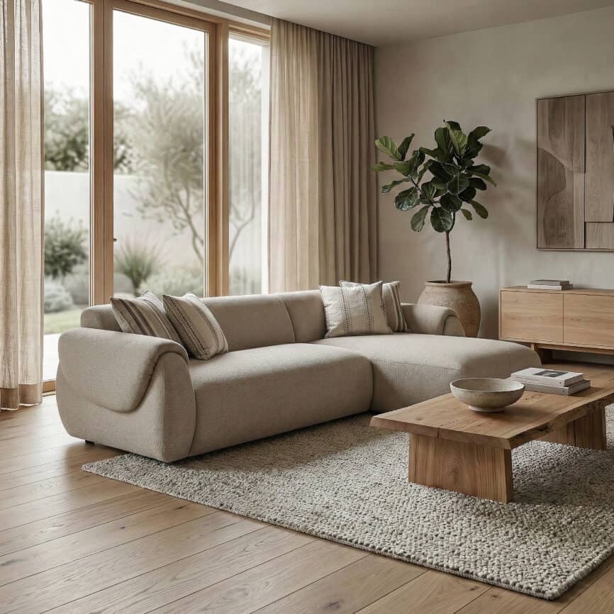 Elegant Forcal sofa in a contemporary living room with natural light.