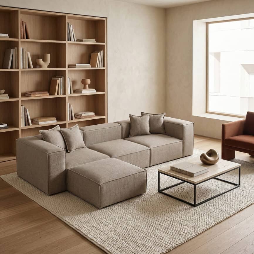 Elegant Godella sofa in a contemporary living room setting with neutral tones.