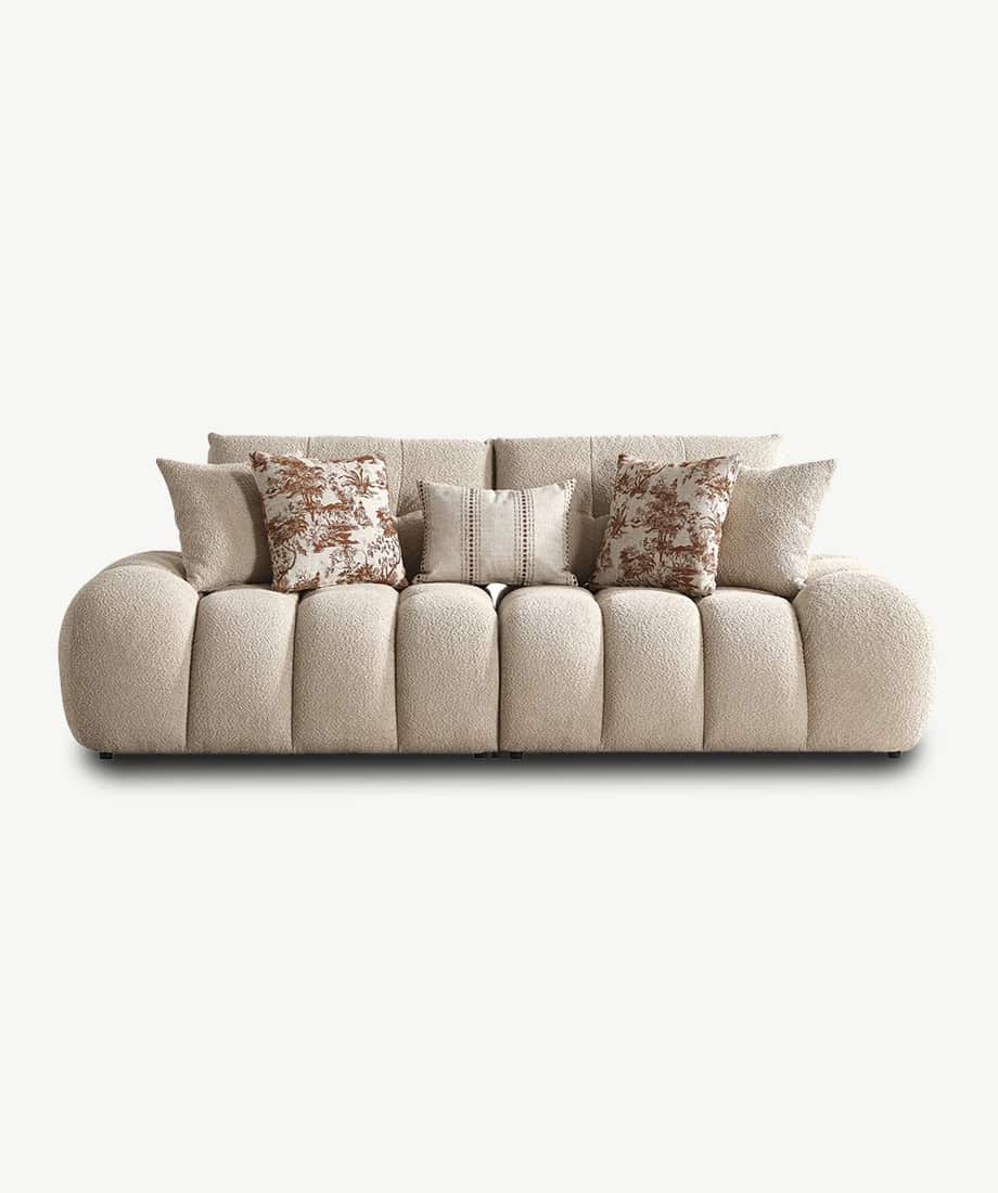 Elegant Jerica sofa with plush cushions and neutral tones.