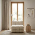 Oropesa Puff sofa in a cozy living room with natural light.