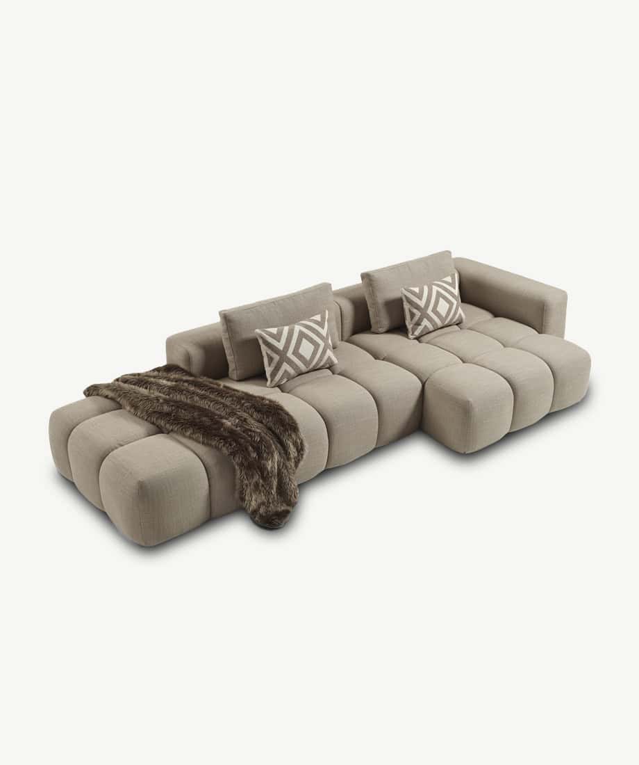 Betxi Sofa in beige with plush cushions and decorative pillows for modern living spaces.