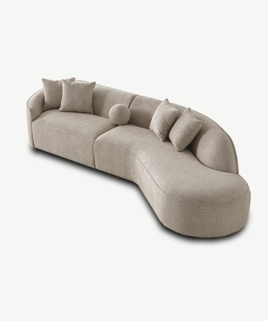 Onil Sofa in beige with plush cushions, ideal for modern living room decor.