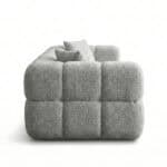 Artana sofa with plush, textured fabric in light gray.